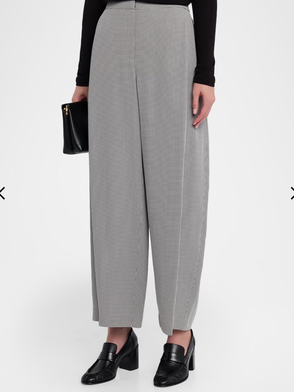 Lafayette 148 New York Wide-Leg Houndstooth Jacquard Trousers in Light Gray